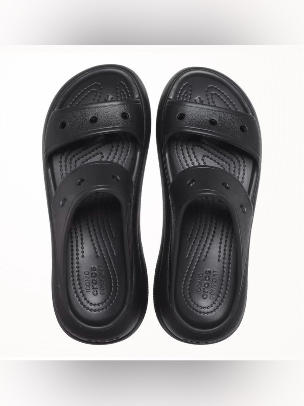 CROCS Women's Black Double-Strap Platform Slide Sandals - Picture 3 of 7